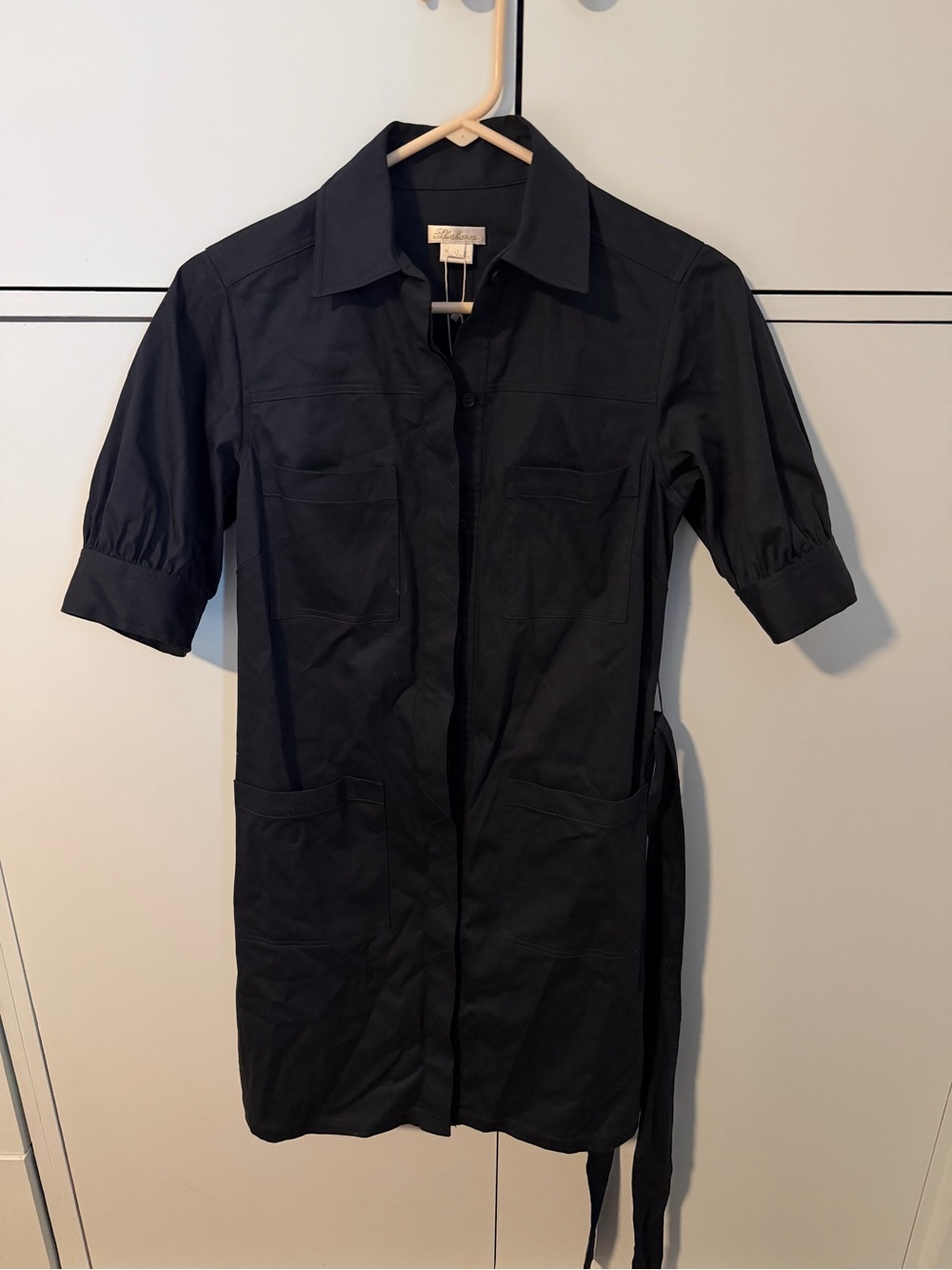 Shoshanna Black Satin-Lined Garment with Ivory Label